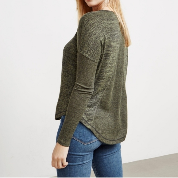 Rag & Bone/JEAN Amelie Long Sleeve Top Heathered Olive Size Small - Picture 2 of 11
